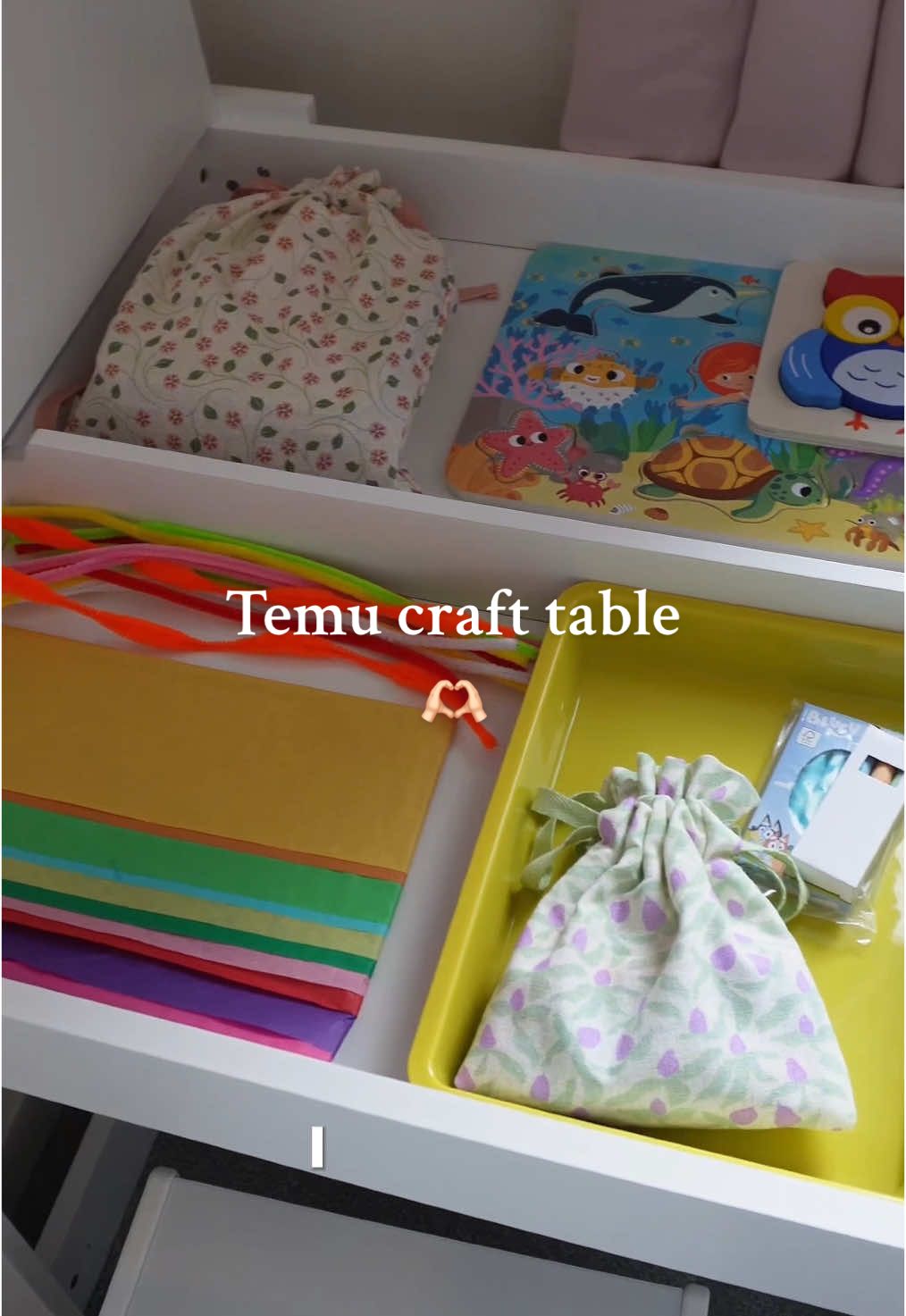 AD | Such a perfect little table, I can’t believe how much storage it has🤩  Use my code dvg8624 on Temu or click the link in my bio 🫶🏻 #fyp #ad #temu #kids #toddler #crafttable #DIY #artsandcrafts #orginisation #minnieharris 