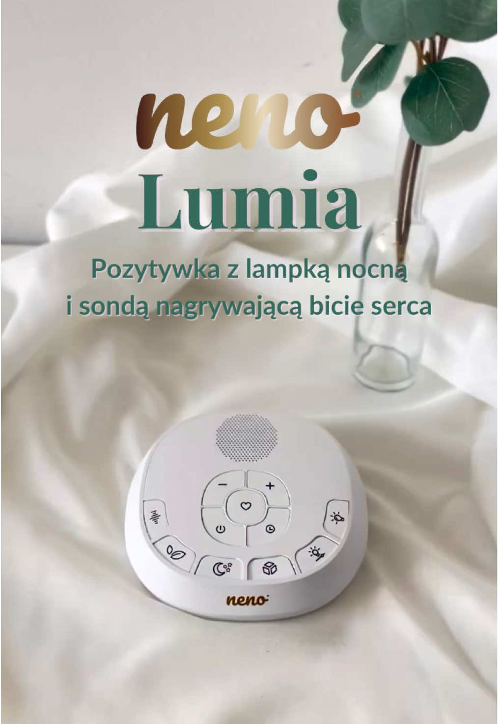 Nowość!✨ Neno Lumia to unikalna pozytywka z lampką nocną, która nagra bicie serca rodzica.🩷 Oferuje biały szum, dźwięki natury, kołysanki oraz 11 kolorów.🤍 Ten przenośny, wielofunkcyjny produkt posiada również timer, który pozwoli spokojne zasnąć Twojemu maluchowi.