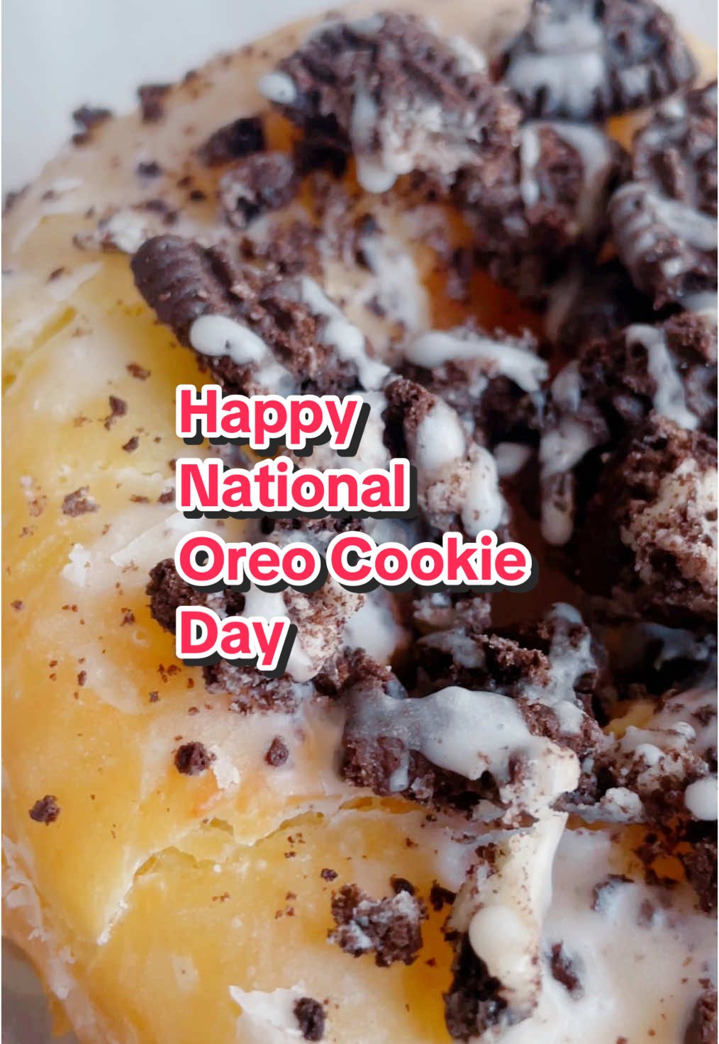 Oreo Cookie Glazed Donut • Happy National Oreo Cookie Day #oreocookieday #nationaloreocookieday #memphiscookieday #oreodonuts 