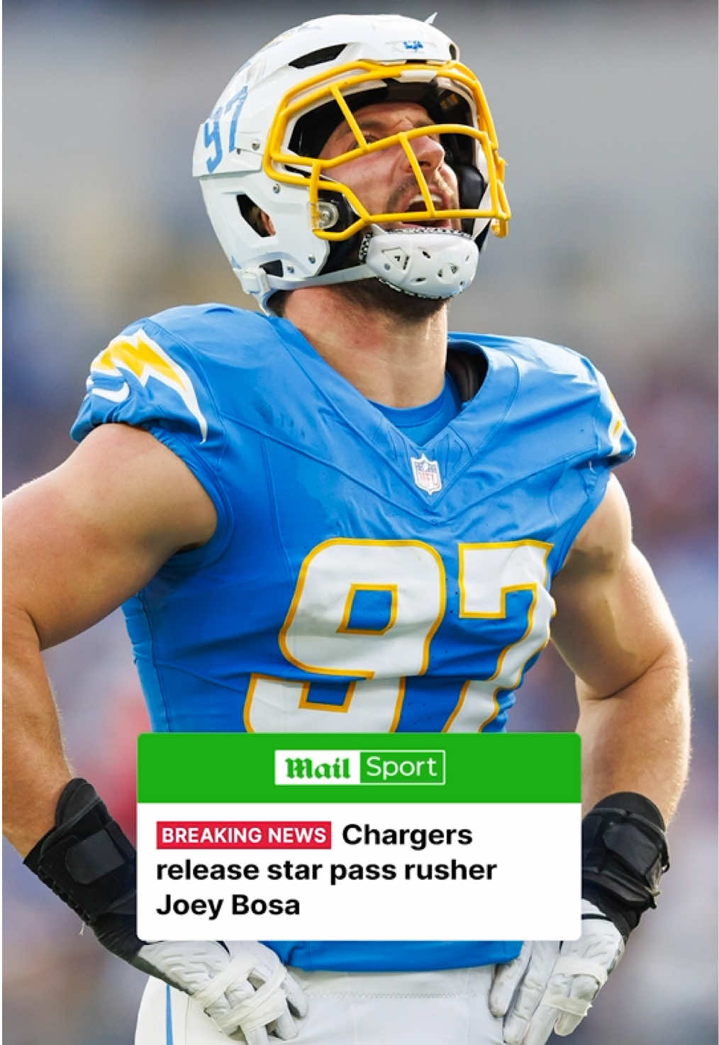 The Los Angeles Chargers are releasing Joey Bosa in order to save $25million in cap space, the organization said on Wednesday night. The Chargers said the move 'is a tough one' with the No.3 pick of the 2016 Draft now looking for a new team ahead of the 2025 season after nine years in Los Angeles. The 29-year-old has struggled with injuries over the past three years but is considered one of the best outside linebackers in the league. 📷: Getty  #losangeleschargers #chargers #joeybosa #nickbosa #nfl 