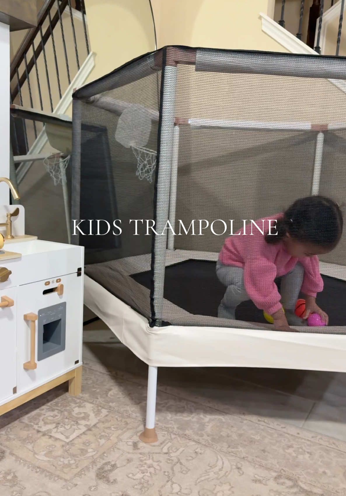 A safe & exciting way for my toddler to play indoors while I clean up around the house! @SquareHouse #kidsactivities #kidstoys #toddlersoftiktok #toddlermom #kidsplay #tranpoline 