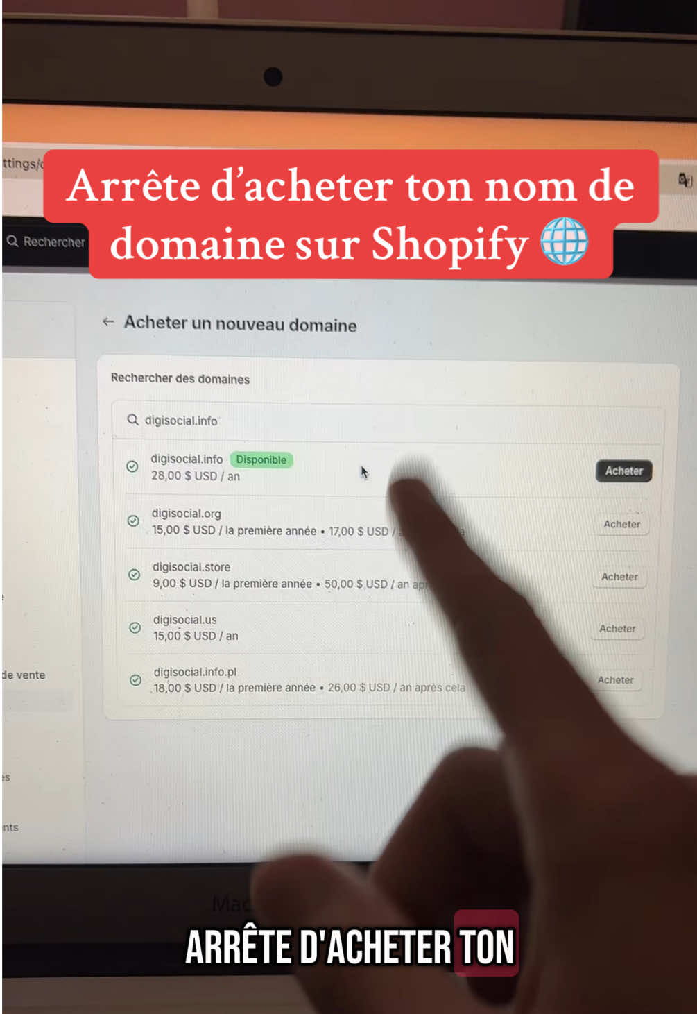 Arrête d’acheter ton nom de domaine sur Shopify 🌐