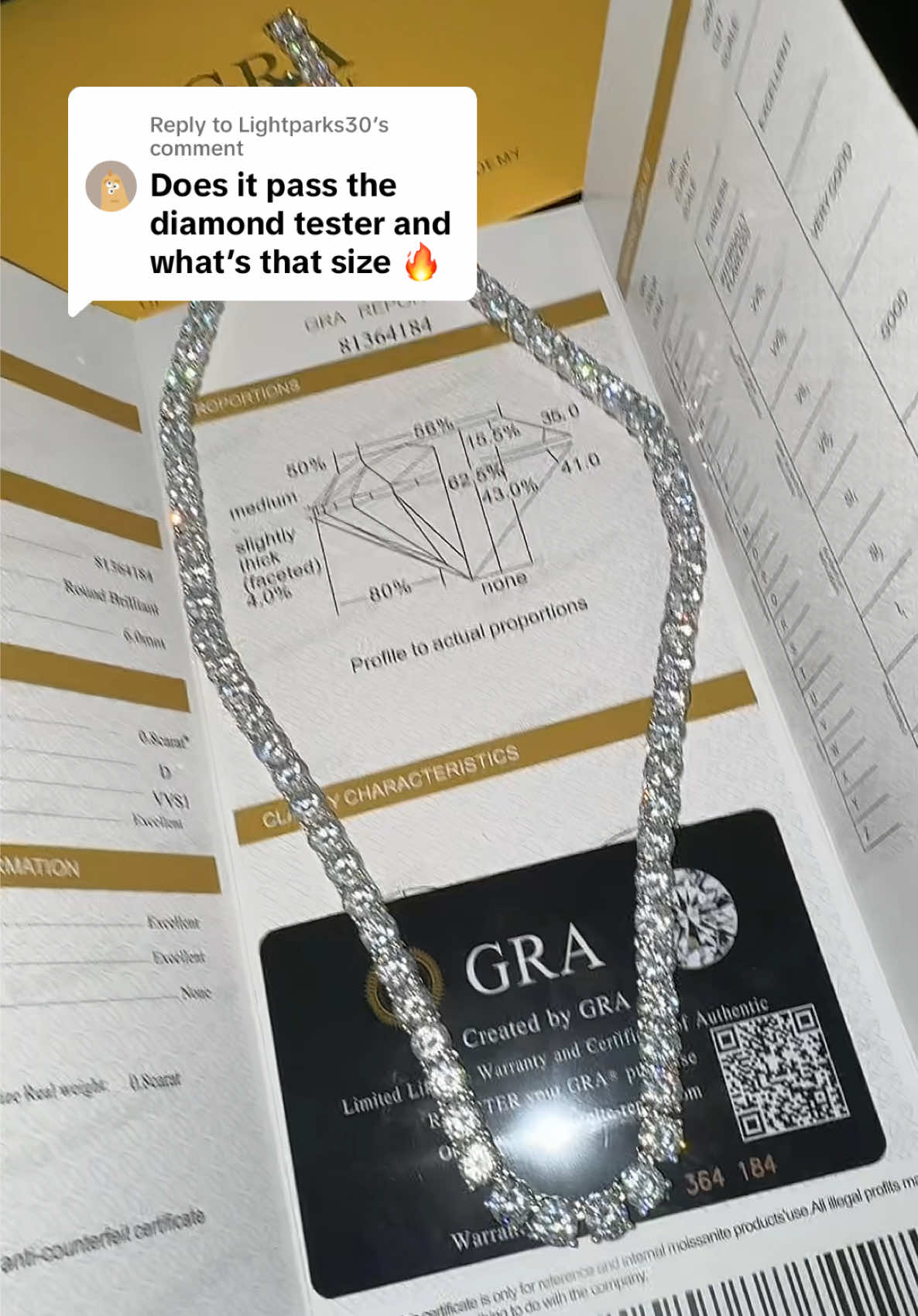 Replying to @Lightparks30 #moissanite #tennisnecklace #diamondnecklace #diamond #jewelry #moissanitevsdiamond #moissanitejewelry #diamondchain 