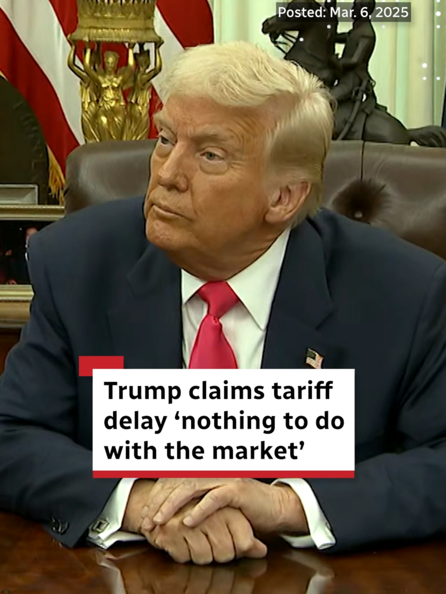 U.S. President Donald Trump said he is again pausing his tariffs on some Canadian goods — until April 2. While signing executive orders in the Oval Office, Trump was asked if the impact on markets influenced his decision. #DonaldTrump#Tariffs #Canada #CBCNews #News