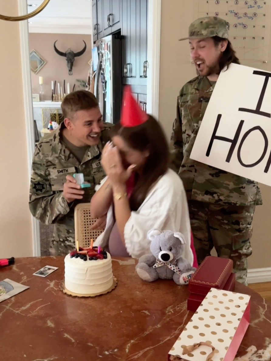 Sweetest surprise homecoming pregnancy reveal proposal 🥹 #family #blessings #couplegoals #pregnant #Homecoming #birthday 