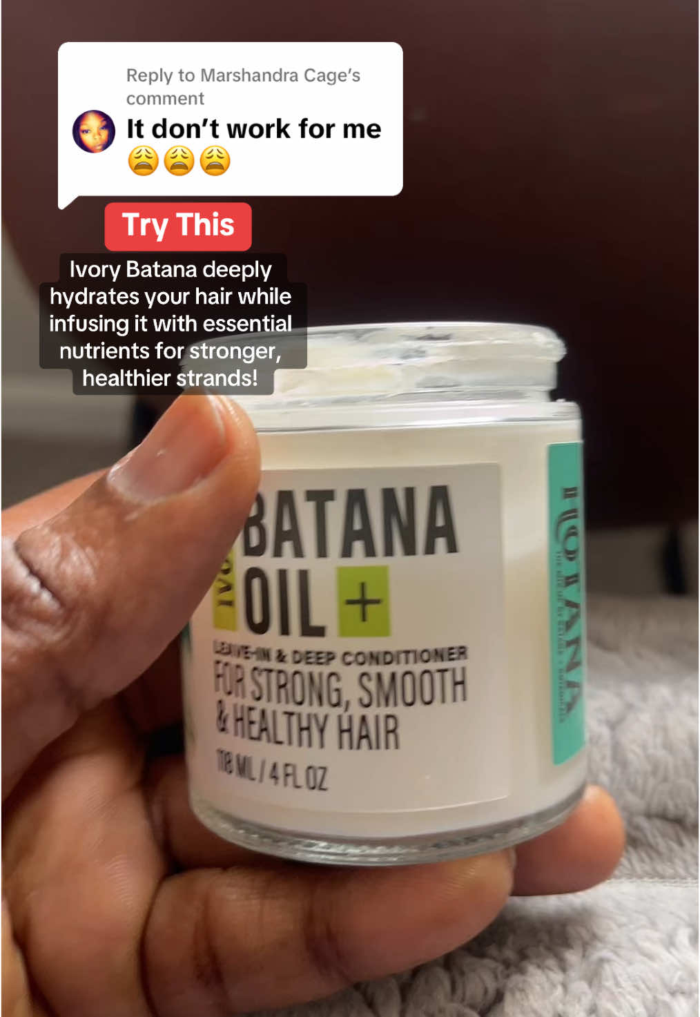 Replying to @Marshandra Cage Stronger, healthier hair starts HERE! ✨ Get your Ivory Batana Oil today and give your hair the hydration it craves! Limited stock—shop now! ⬇️ #TikTokShopSpringGlowUp #batana #naturalhairtiktok 