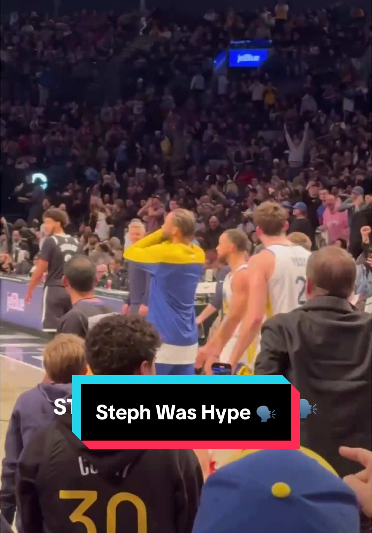 Steph was HYPE after this three 👏 #NBA #Basketball #StephCurry #Warriors #GoldenStateWarriors 