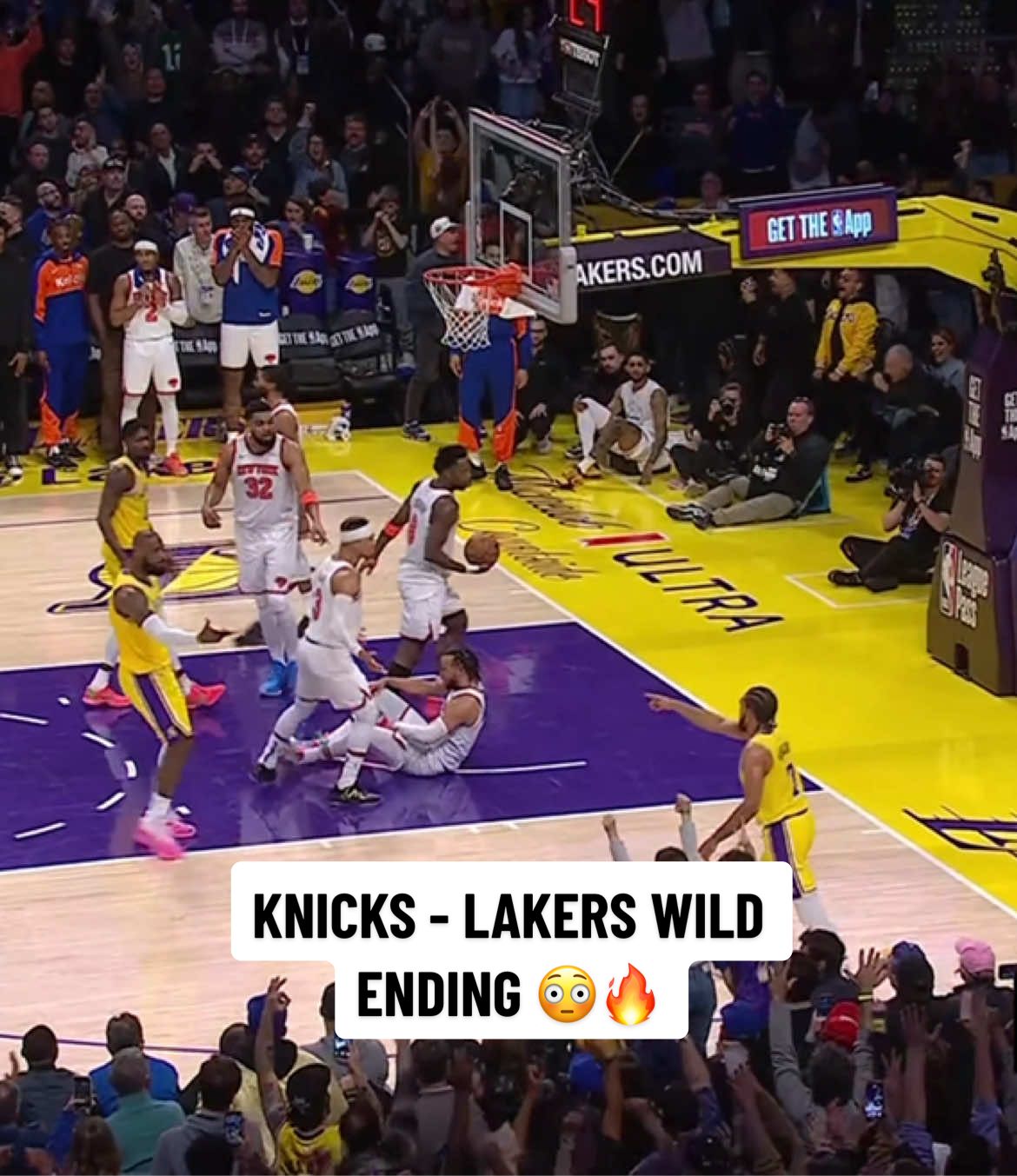 CRAZY KNICKS - LAKERS 4TH Q/OT ENDING 🤯🔥  #NBA #nbabasketball #basketball 