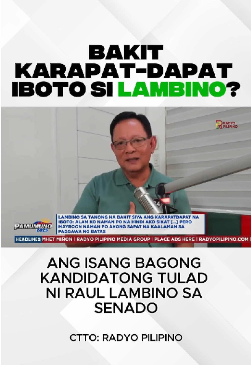 Bakit nga ba karapat-dapat na iboto si Atty. Raul Lambino bilang senador? 🤔🇵🇭 Panoorin ang sagot ni Atty. Raul Lambino! #34LAMBINOsaSENADO #TeamDUTERTE #TeamSUKA #PDPLaban