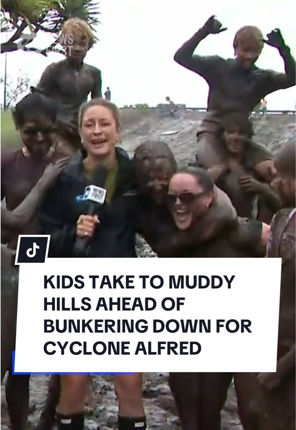 Amusement parks on the Gold Coast have been closed but kids nearby are still managing to make the most of things. 10 News First Queensland weather presenter Liz Cantor was in Burleigh Heads as local kids took to the muddy hills ahead of bunkering down for Tropical Cyclone Alfred. Click the link in the bio for more Cyclone Alfred updates.  #cyclonealfred 