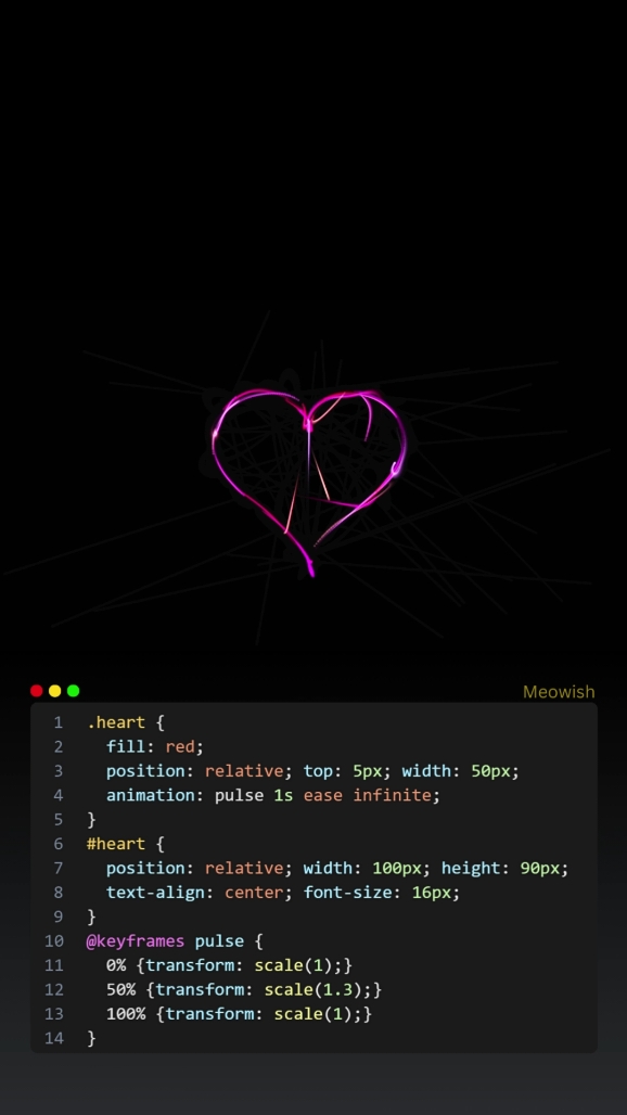 Try this animation #programming #animation #code #meowish  #htmlcss #javascript 