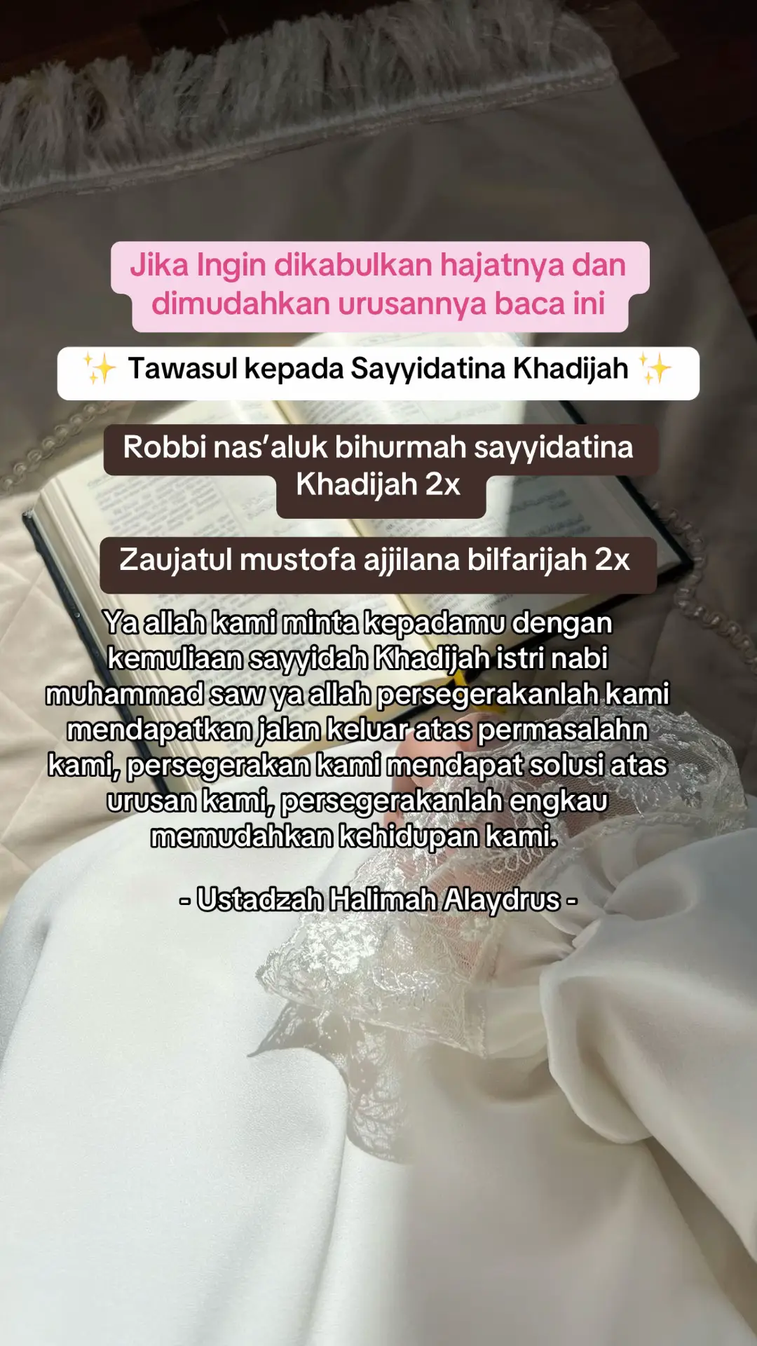 #khadijah #sitikhadijah #rasulullah #istrirasulullah #tawasul #dzikir #dzikirsholawat #sholawatan #kajianislami #reminderislam #islampost #videoislami #ustadzahhalimahalaydrus #halimahalaydrus #halimahalaydrusindonesia #bismillahfyp #fypage 