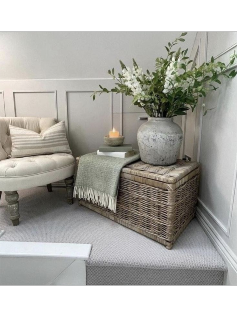 Storage Basket Decor 🌿 #bedroomaccessories #homestorage #storagebasket #wickerbasket #homedecor #homedecorideas #interiordesign #hallway 