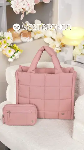 Trendy spring combo: rose pink tote + wristlet wallet set 🎀#westbronco #amazon #springtok #shopvideocarnival #totebags #pufferbag #wallet #bag #pink #springbreak #gift #springfashion 