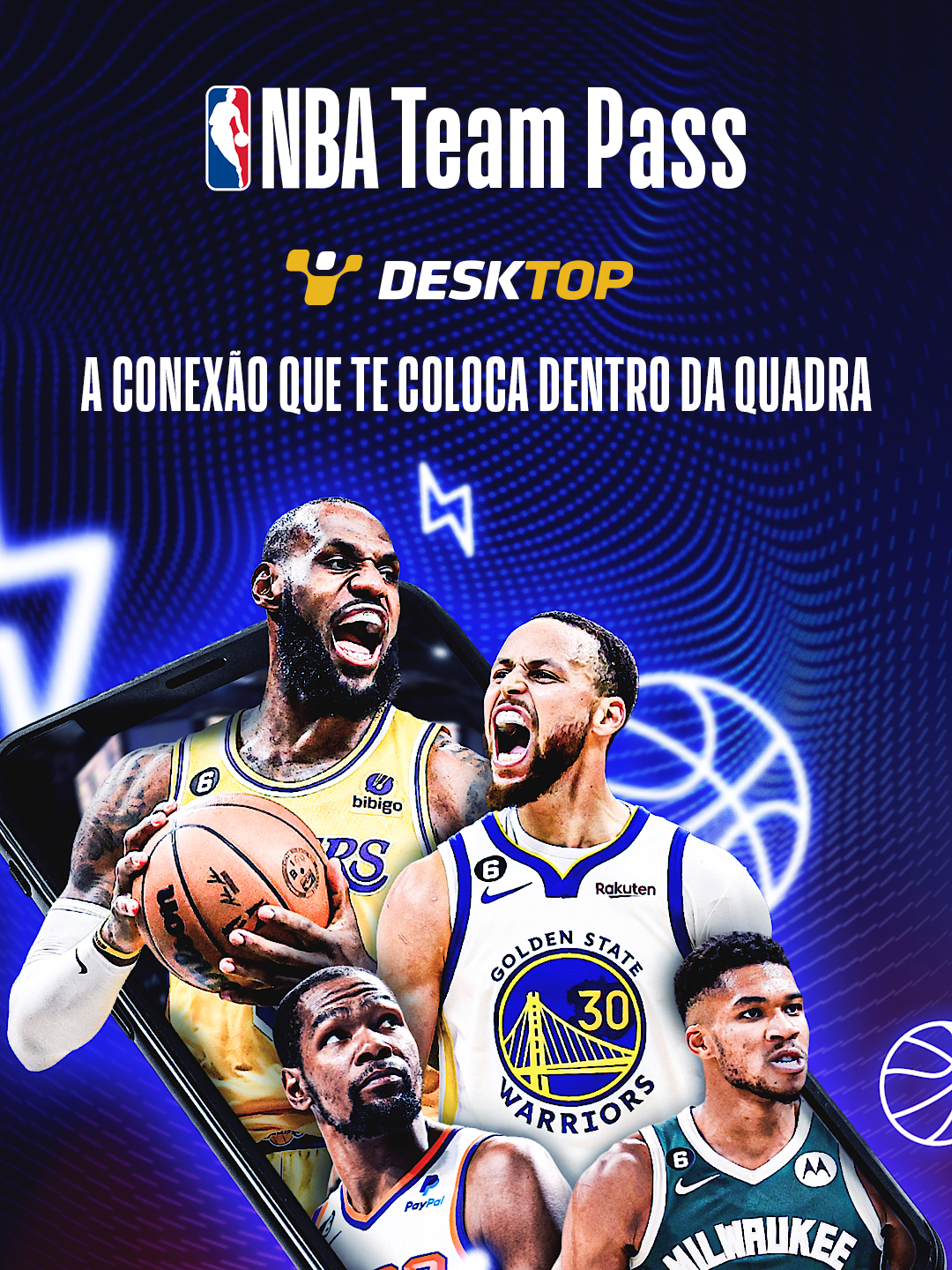 ⛹️ A temporada tá pegando fogo e você não pode ficar de fora.  🏀 Com o NBA Team Pass, você acompanha aquele arremesso decisivo, cada cesta, cada lance e cada vitória do seu time favorito.  Disponível no plano Giga Black! Saiba mais no link da bio.  #NBATeamPass #NBA #Basquete #Desktop