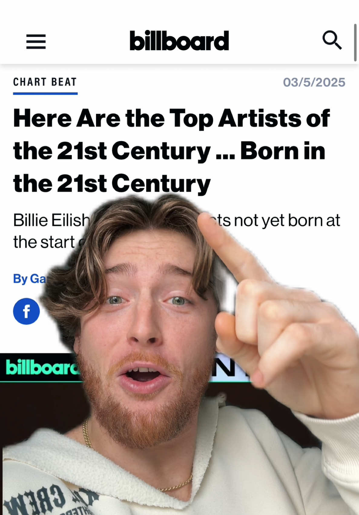 HAHAHA THIS HAS TO BE A TYPO @billboard 😂👀 BUT FOR REAL… Thank y’all for the continued love and support…  THIS DOESNT FEEL LIKE REAL LIFE AND ITS ALL BECAUSE OF YALL😭❤️ #musictok #countrymusic #dreams #greenscreen 