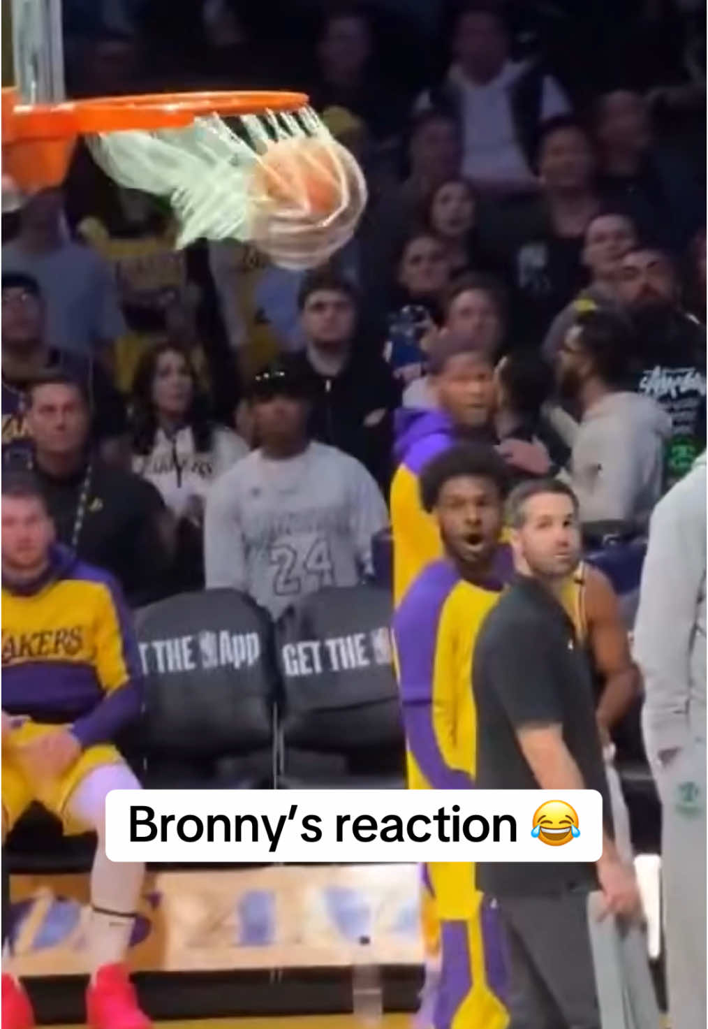 This fan nailed the half-court shot 😮 (via @LakersAllDayEveryday) #bronny #lakers 