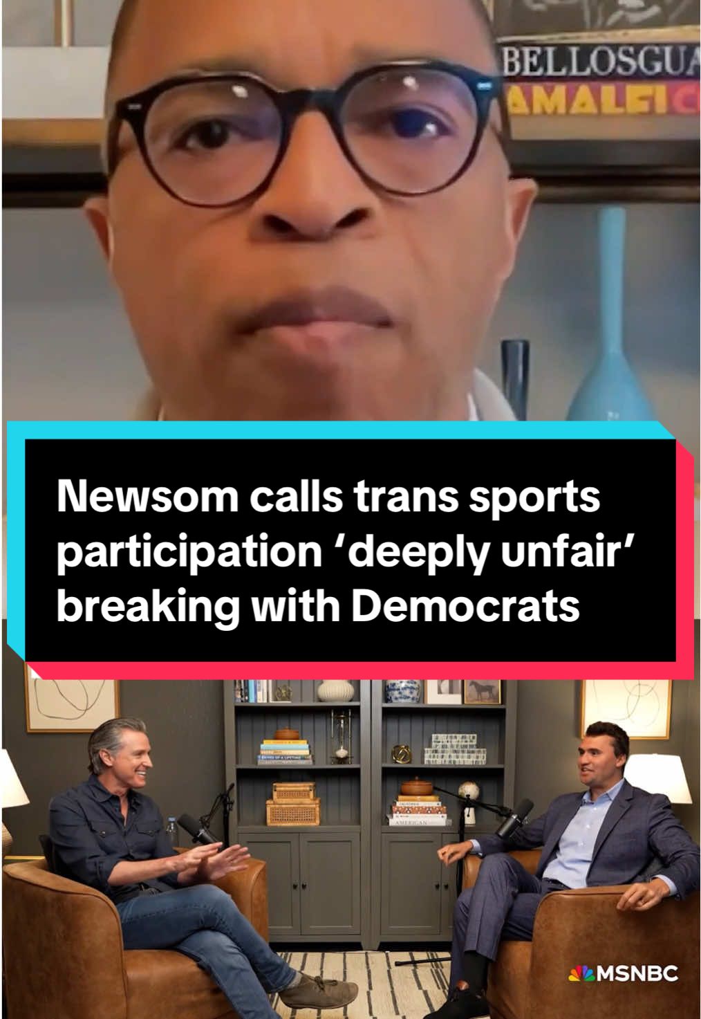 MSNBC's Jonathan Capehart reacts to recent comments made by California Gov. Gavin Newsom, who said it’s “deeply unfair” for transgender girls and women to compete in female sports — breaking with fellow Democrats. Newsom made his remarks in the debut episode of his podcast, “This Is Gavin Newsom,” in which he conducted a 71-minute interview with conservative influencer Charlie Kirk, who opposes same-sex marriage and has said there is an “LGBTQ agenda.” #newsom  #transgender  #sports  #politics  #news 