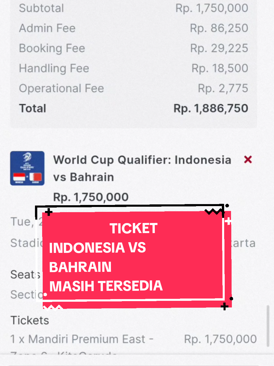 tiket Indonesia vs Bahrain #tiket  #pssi  #garudaid  #tiketindonesiavsbahrain  #fyp  #sepakbolaindonesia  #sepakbola  #fyp?tiktok♥️ 