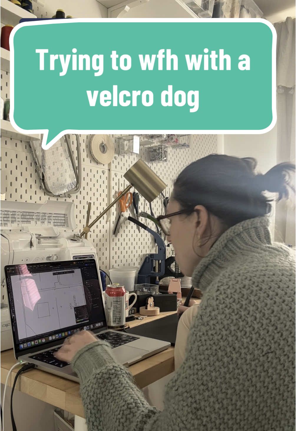 It’s the wink at the end for me. 😅 Trying to work on digitizing a new pattern. Any guesses on what it is? #sewingfordogs #velcrodog #wfhdogmom #diysewingpatterns #dogsewingpattern #rescuedogmom 