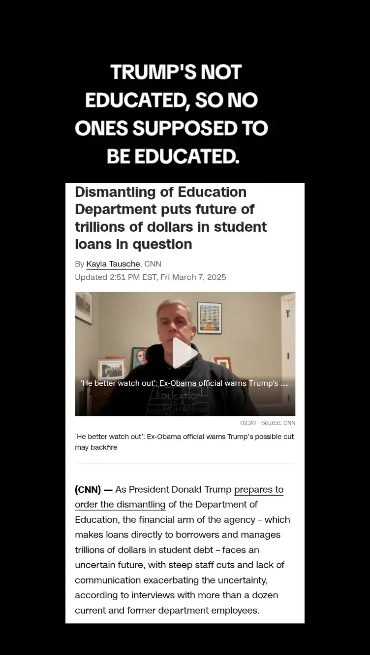 #trumps #not #educated #so #no #ones #supposed #to #be #educated #dismantling #of #department #of #education #puts #students #loans #in #question #news #030725 