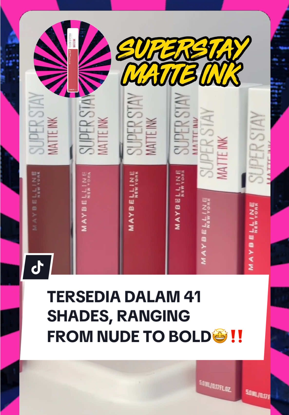 From nude to bold, Superstay Matte Ink punya 41 pilihan shades yang udah nungguin buat kamu CHECKOUT🛒🫵 Buruan deh angkut pilihan kamu di keranjang ya👆 #WeAreMaybelline #80SuperstaySuperpowers 