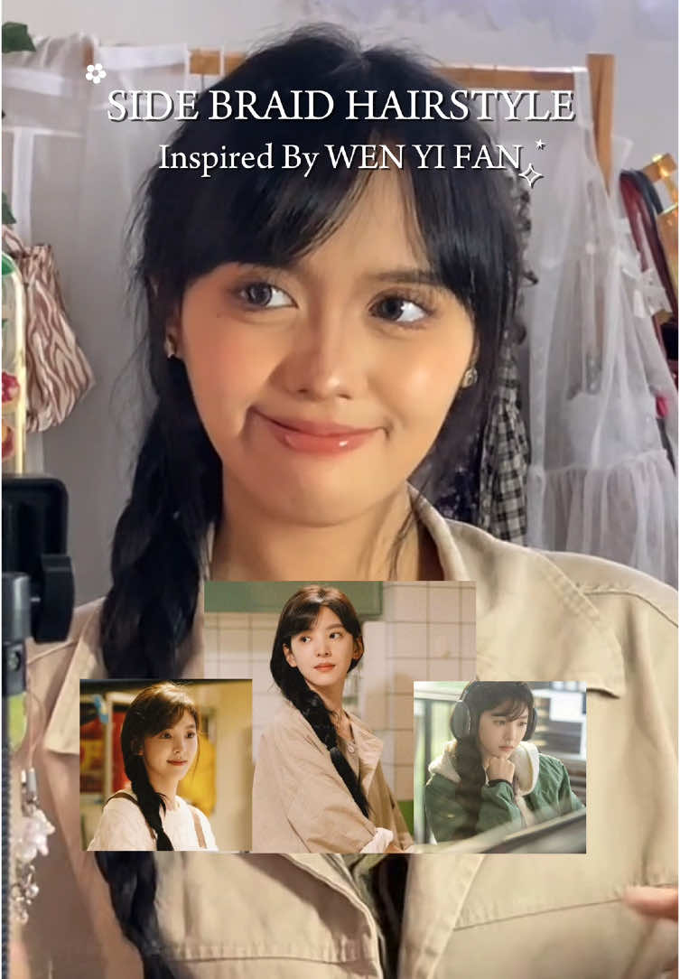 tryin Wen Yi Fan hairstyle ૮₍'˶· . • ⑅ ₎ა #sidebraid #braidtutorial #hairtutorial #wenyifan #cdrama #thefirstfrost #zhangruonan 