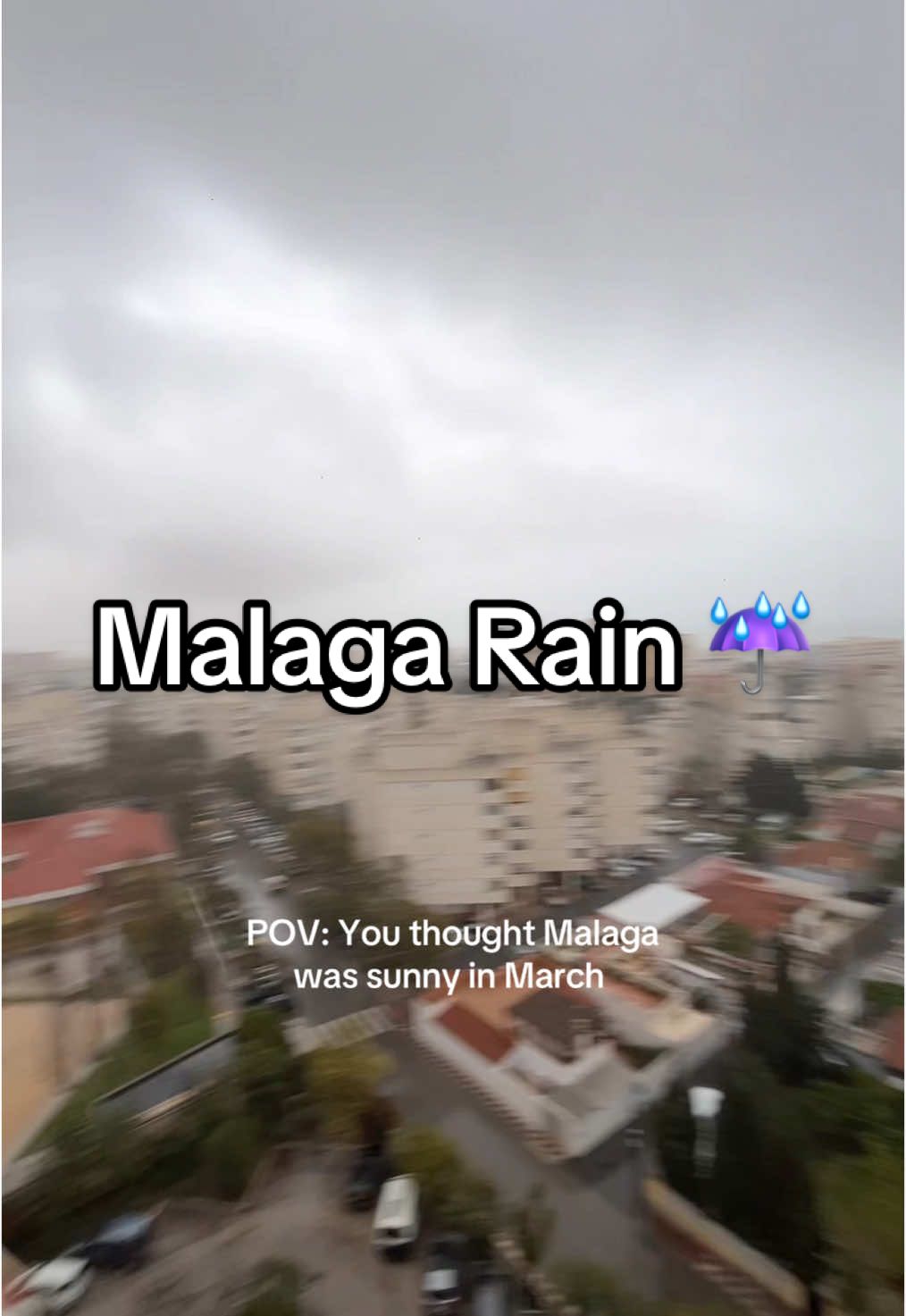 Expectation vs. reality ☔️🇪🇸😂 #malaga #stormdana #dana #spainweather #costadelsol #malagaspain #spaintravel #marchweather #weatherfail #britishtourists #pov #fyp 