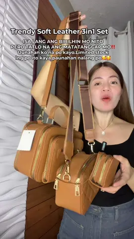 GRABEHH ANG GANDAAA sobrang gandaaa talagaaa promiseeee🤩 #bag#3in1set#bagforwomenrecommendation #slingbag#handbag#trendysoftleatherbag#scratchproof#waterproof#premiumleather#fyp