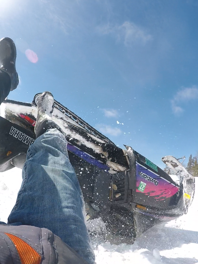 flipped her on her lid #yamaha #ovation #snowmobile #michigan #spring #rollover 