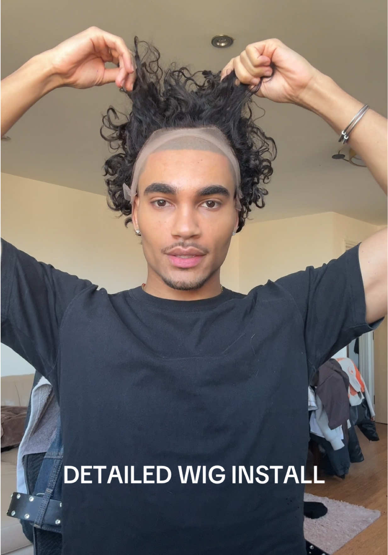 Beginner friendly step by step wig install tutorial on full lace curly wig 🖤@dylanswigcloset #wiginstall #curlywig #wigtutorial 