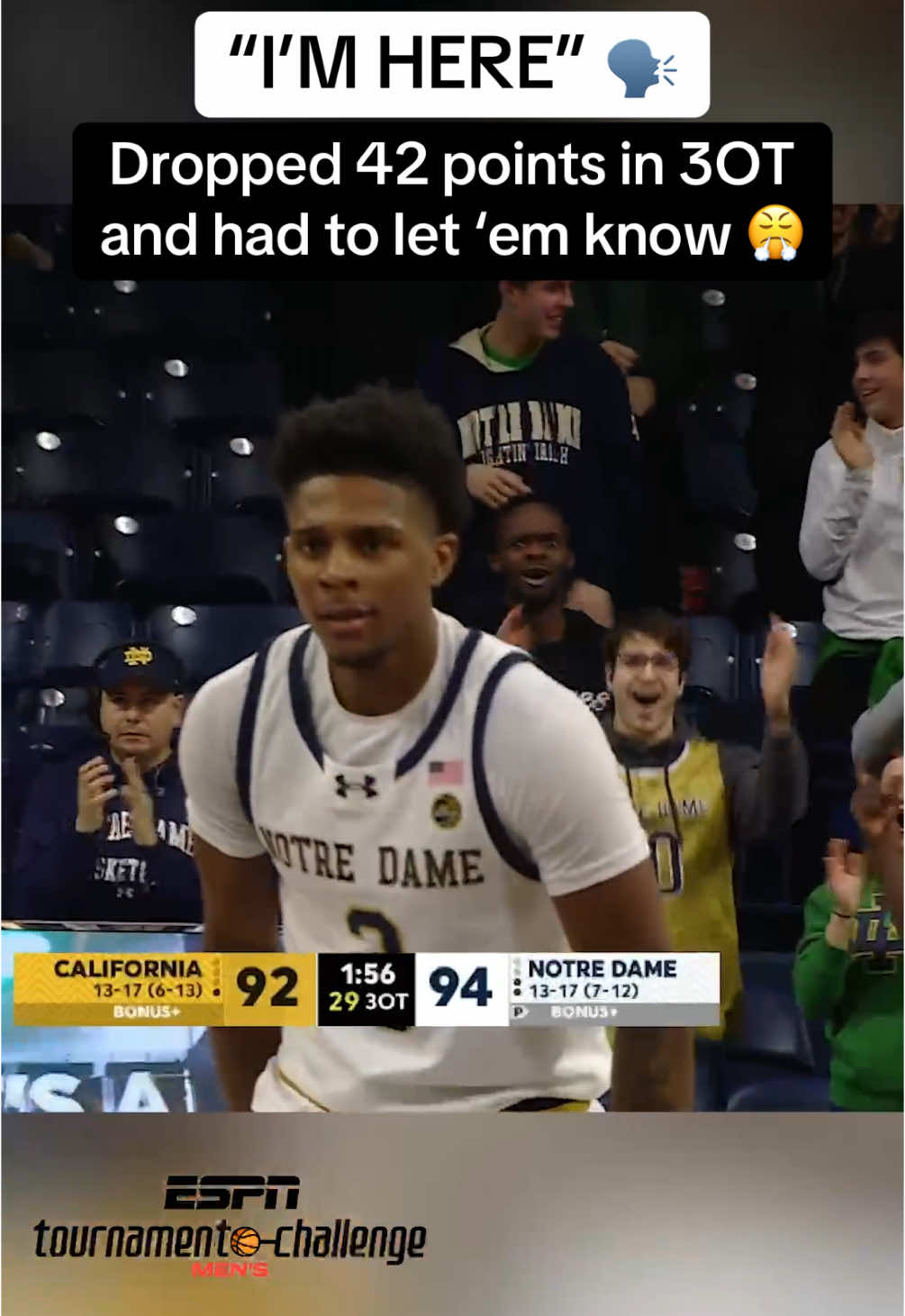 WHAT A GAME 😳 #mbb #collegebasketball #notredame #basketball 