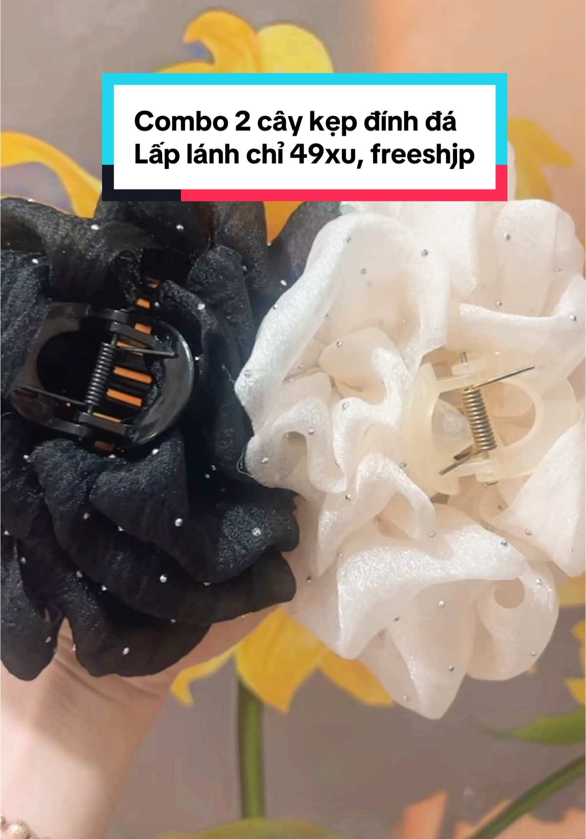 COMBO 2 Kẹp Tóc Tiểu Thư Phồng đính đá chỉ 49 cành#xh #viral #kep #keptocxinh #kepluoibongbong #kepdinhda 