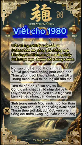 VIẾT CHO 1980 #tuvi12congiap #phongthuytamlinh #phongthuytuvi #tuvi #phongthuy #canhthan1980 #tuoithan 