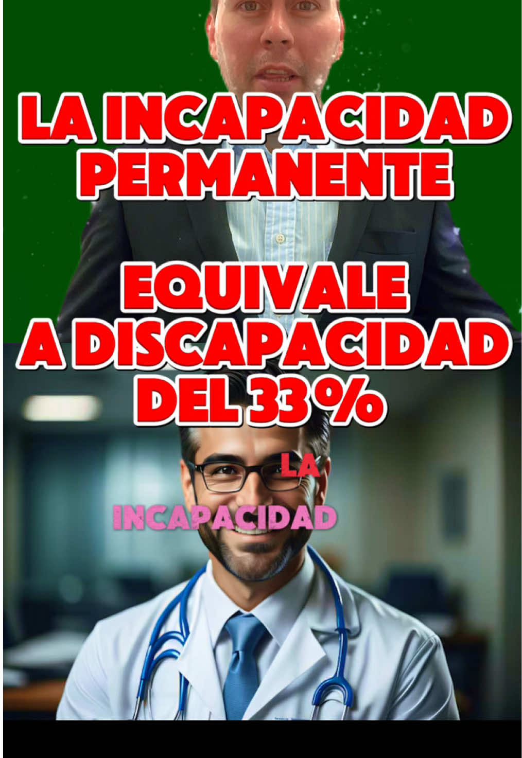 👨‍⚕️ La incapacidad permanente, equivale AHORA SIEMPRE Y EN CUALQUIER ENFERMEDAD, a una discapacidad del 33%. 🟢Quiero que lo tengáis claro. Porque es tanto, para los efectos laborales, como para los fiscales. ⚡️Antes solamente era para determinadas enfermedades o patologías, pero ahora es para TODAS. #enfermedades #enfermedad #patologia #laboral #fiscal #trabajo #discapacidad #incapacidad #trabajadores #empresa #lawtips #elabogadodetiktok 