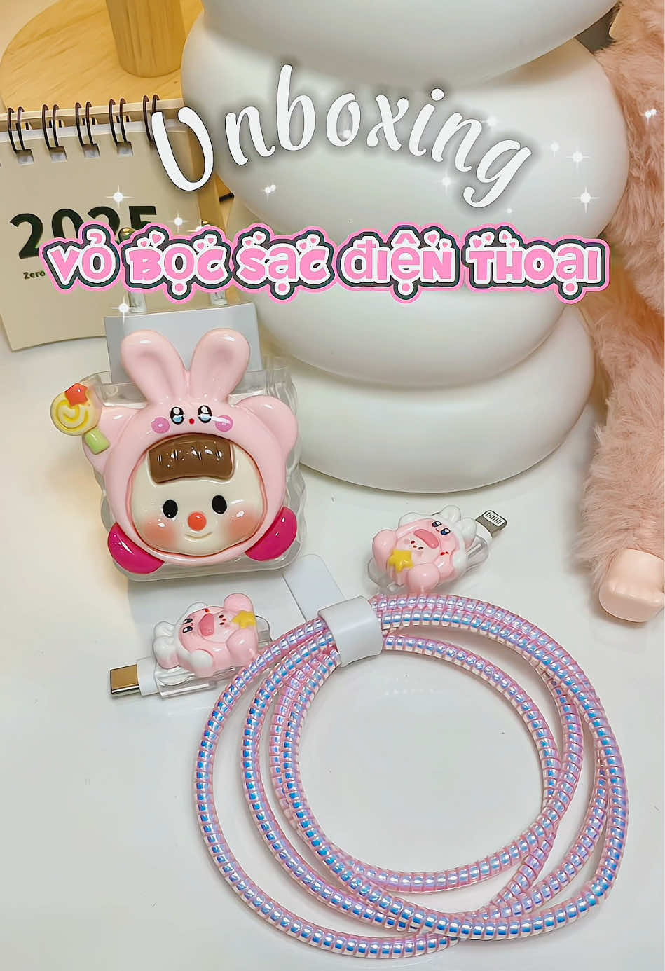 Vỏ bọc sạc điện thoại thôi mà có cần cute phomai que vậy k mấy bà ưi. #vobocsac #bosacdienthoai #bosacdien #review #unboxing #xuhuong #viralvideo  #thichunboxing 