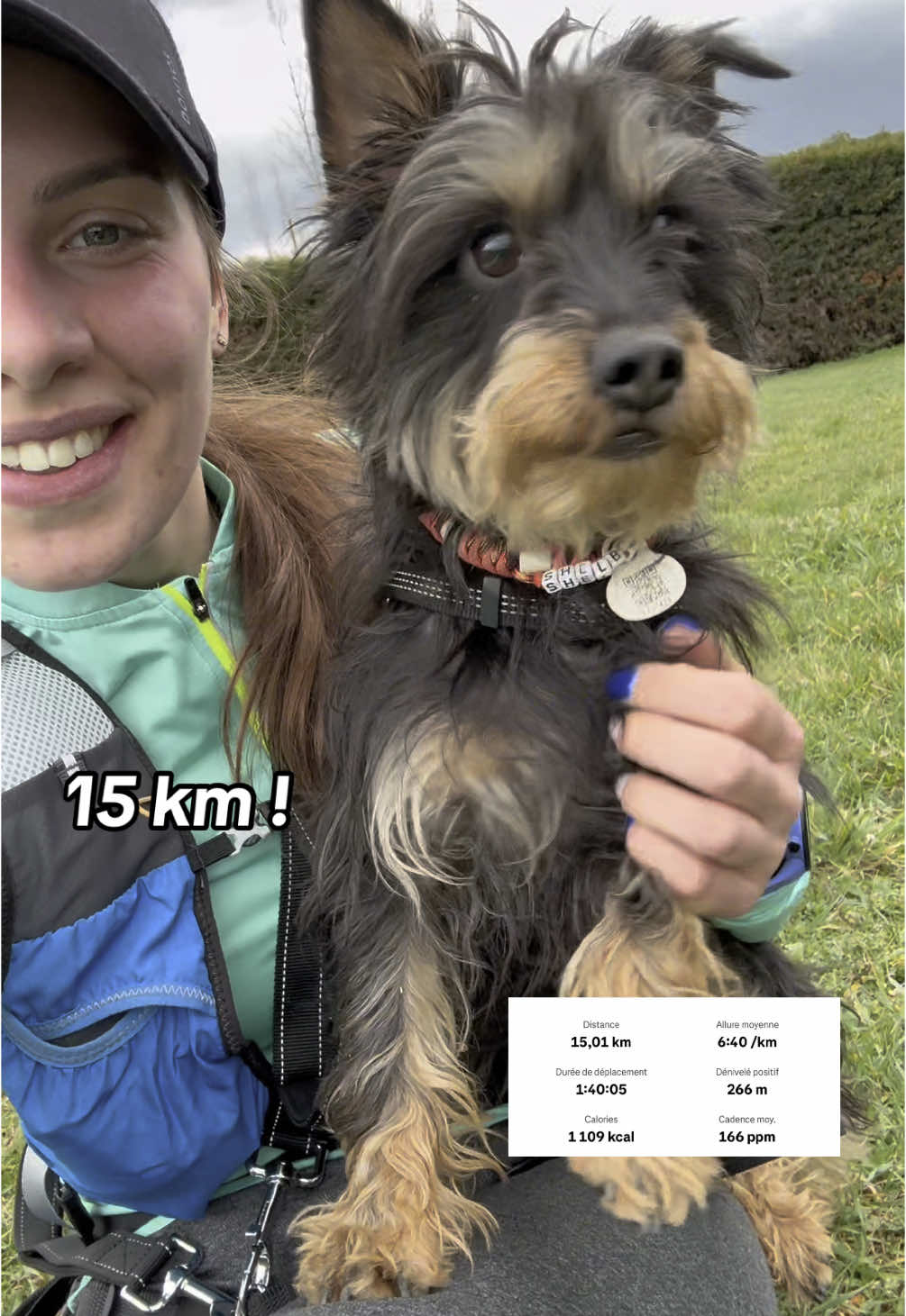 Mes premiers 15km 🥰 Toujours avec mon Shelby 🐶  #Running #run #chien #15km #courseapied 