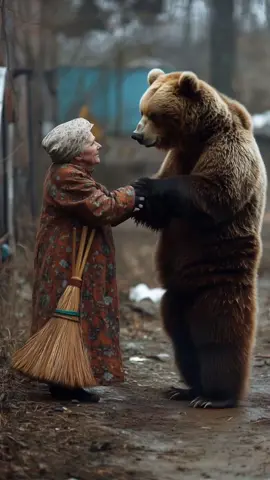 Granny says I dont appreciate your tone mr. Bear.  #funny #fyp #granny #babushka #bear #viralvideo #kungfu 