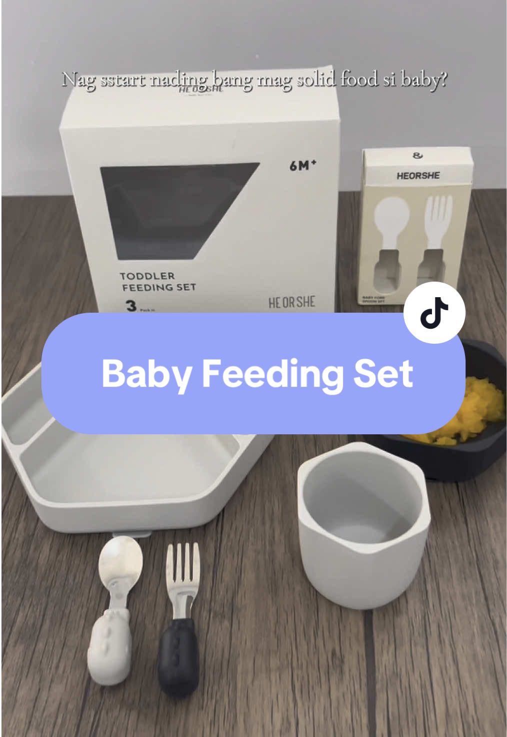 Feeding set na safe for babies na nag sstart ng mag solid food 🥦🍌👶🏻 #heorshefeedingset #feedingset #babies #babiesoftiktok #babyfirstsolidfood 