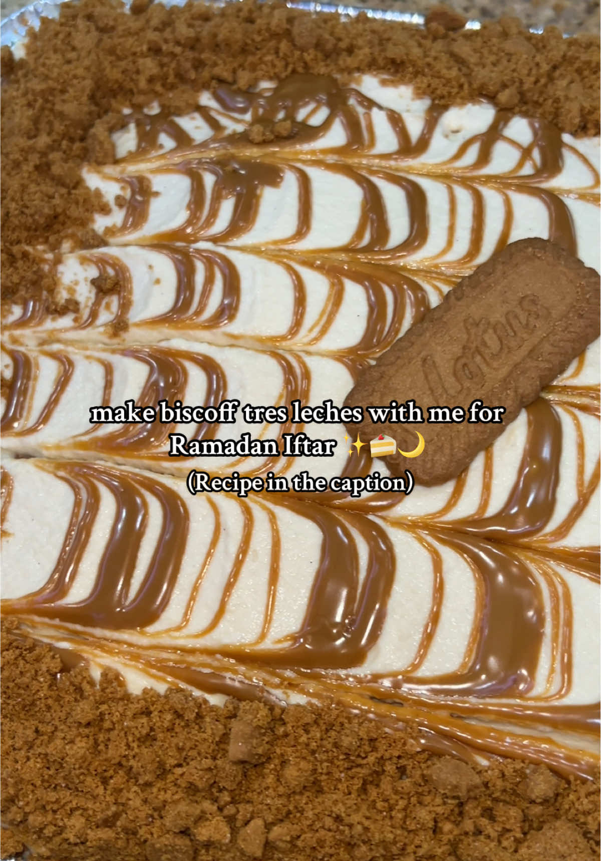 Recipe from @Gimme Delicious :  1 cup milk  3 eggs  1/2 stick melted salted butter  2-3 tbsp of biscoff spread Vanilla cake mix  1 cup heavy cream  1/4 cup powdered sugar 1 tbsp biscoff  1 can evaporated milk  1 cup heavy cream  1/2 can condensed milk (We also added vanilla paste)  ______________________________ #Ramadan #RamadanMubarak #ramadandesserts #biscoff #biscoffdessert #biscoffcake #lotuscake #lotustresleches #biscofftreslechescakes #Recipe #dessertrecipe #DessertRecipes #ramadaniftar #arabdessert #arab #ArabTikTok #muslim #muslimtiktok #ramadanvibes  #ramadanaesthetic #ramadanmoments #ramadan2025 #foodtiktok #tresleches #treslechescake 