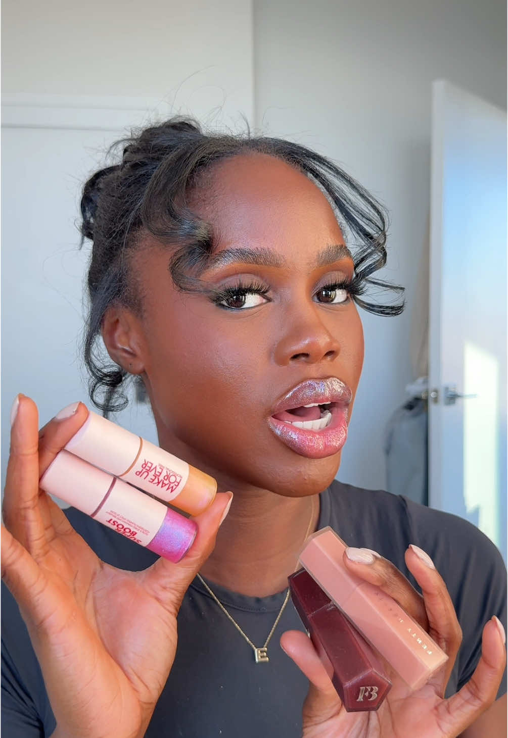 Having fun with makeup again. Starting with this @Fenty Beauty + @makeupforever lip combo #lipcombo #lipgloss #makeupreview 