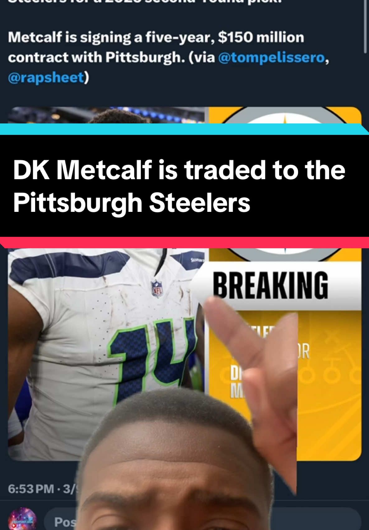 DK Metcalf has been traded from the  Seattle Seahawks to the Pittsburgh Steelers  Terrible NFL Trade #dkmetcalf #nfltrades #seattleseahawks #pittsburghsteelers #nfl #nflfootball #nflfootballtiktok #nflplayers #nflplayer #crazyshotjoshnfltiktok #nfltiktok 