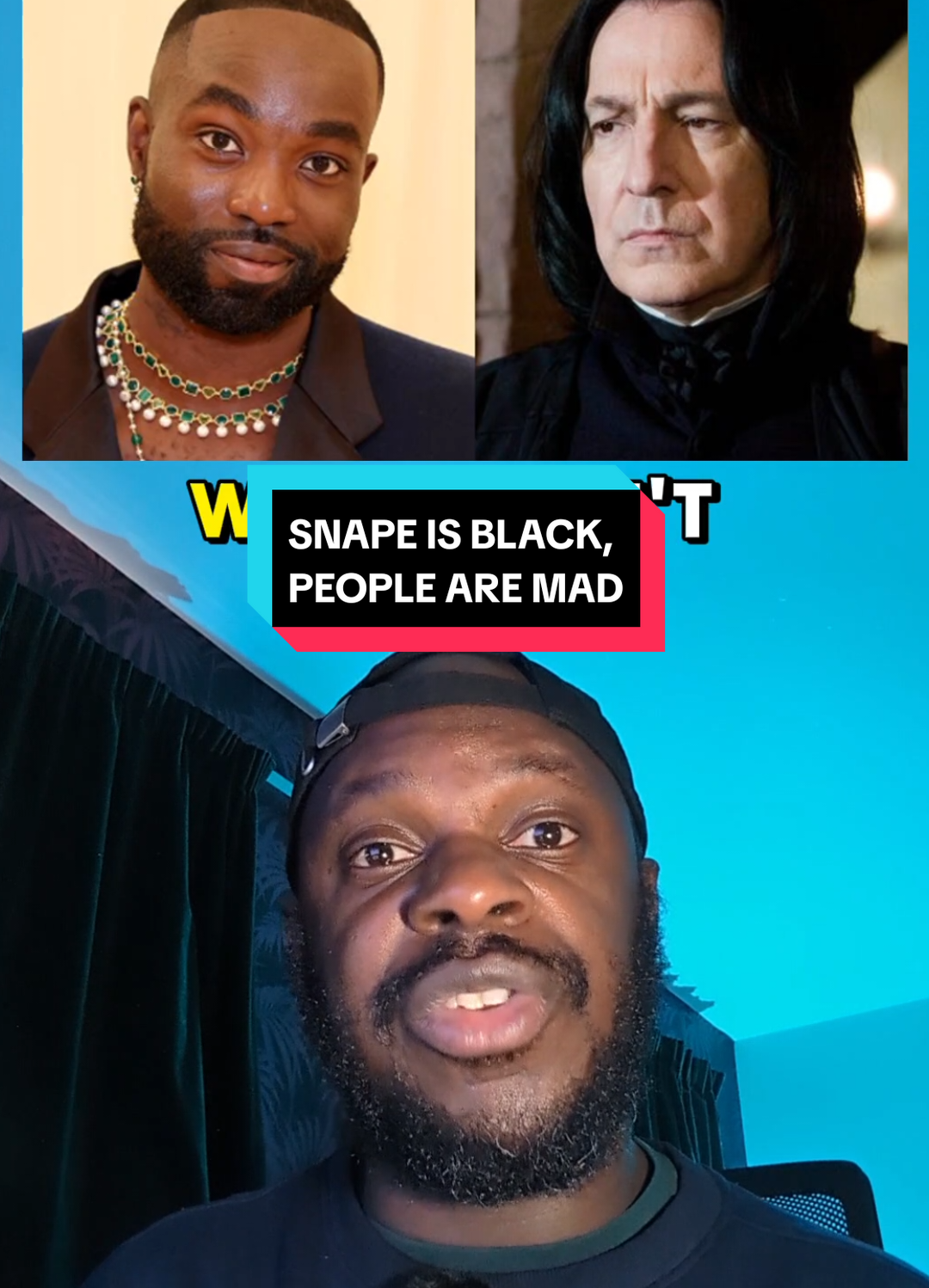 Snape is black. People are mad. #snape #professorsnape #harrypotter #paapaessiedu #jkrowling #harrypottertvseries #hbomax  #severussnape #alanrickman 