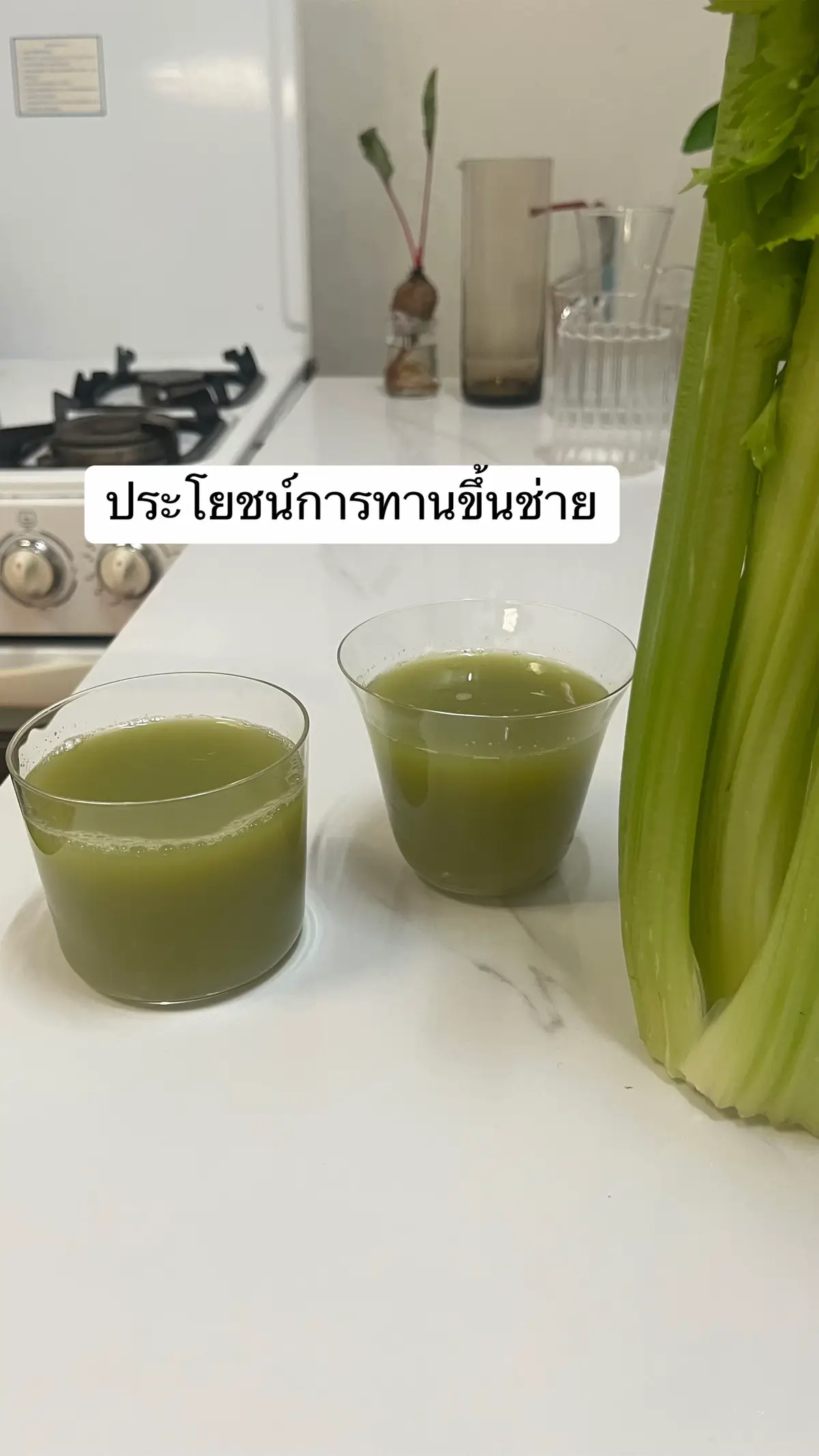 Celeryขึ้นฉ่าย ☐ขึ้นฉ่ายอุดมไปด้วยโพแทสเซียม ซึ่งช่วยในการขยายหลอดเลือด ทำให้ความดันโลหิตลดลง ☐สารสกัดจากคื่นช่ายมีส่วนช่วยในการควบคุมระดับน้ำตาลในเลือด ทำให้เป็นผักที่เหมาะสำหรับผู้ป่วยเบาหวาน ☐คื่นช่ายมีสารต้านอนุมูลอิสระที่ช่วยลดการอักเสบในร่างกาย ☐บำรุงระบบย่อยอาหาร: ช่วยบรรเทาอาการท้องอืด ท้องเฟ้อ และช่วยในการขับลม    ☐Celery is rich in potassium, which helps in dilating blood vessels, thus lowering blood pressure. ☐Celery extract helps in controlling blood sugar levels, making it an ideal vegetable for diabetics. ☐Celery contains antioxidants that help reduce inflammation in the body. ☐Digestive System: Helps relieve bloating, flatulence and helps in expelling gas.