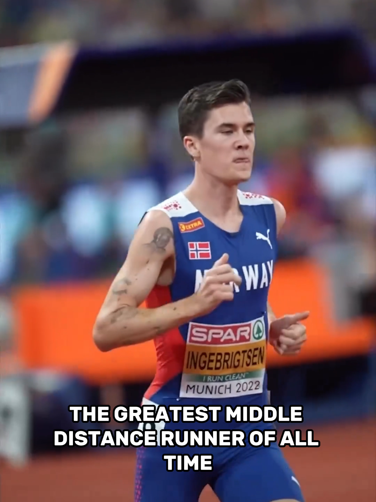 Jakob Ingebrigtsen just won his 7th indoor European gold medal and has now won 3 double golds in the 1500m/3000m. It was 4 races in 4 days where he did the 1500m heat, 1500m final, 3000m heat and the 3000m final. In the 3000m final he ran a 3:34 final 1500m, which is a world class time by itself! #running #trackandfield #jakobingebrigsten