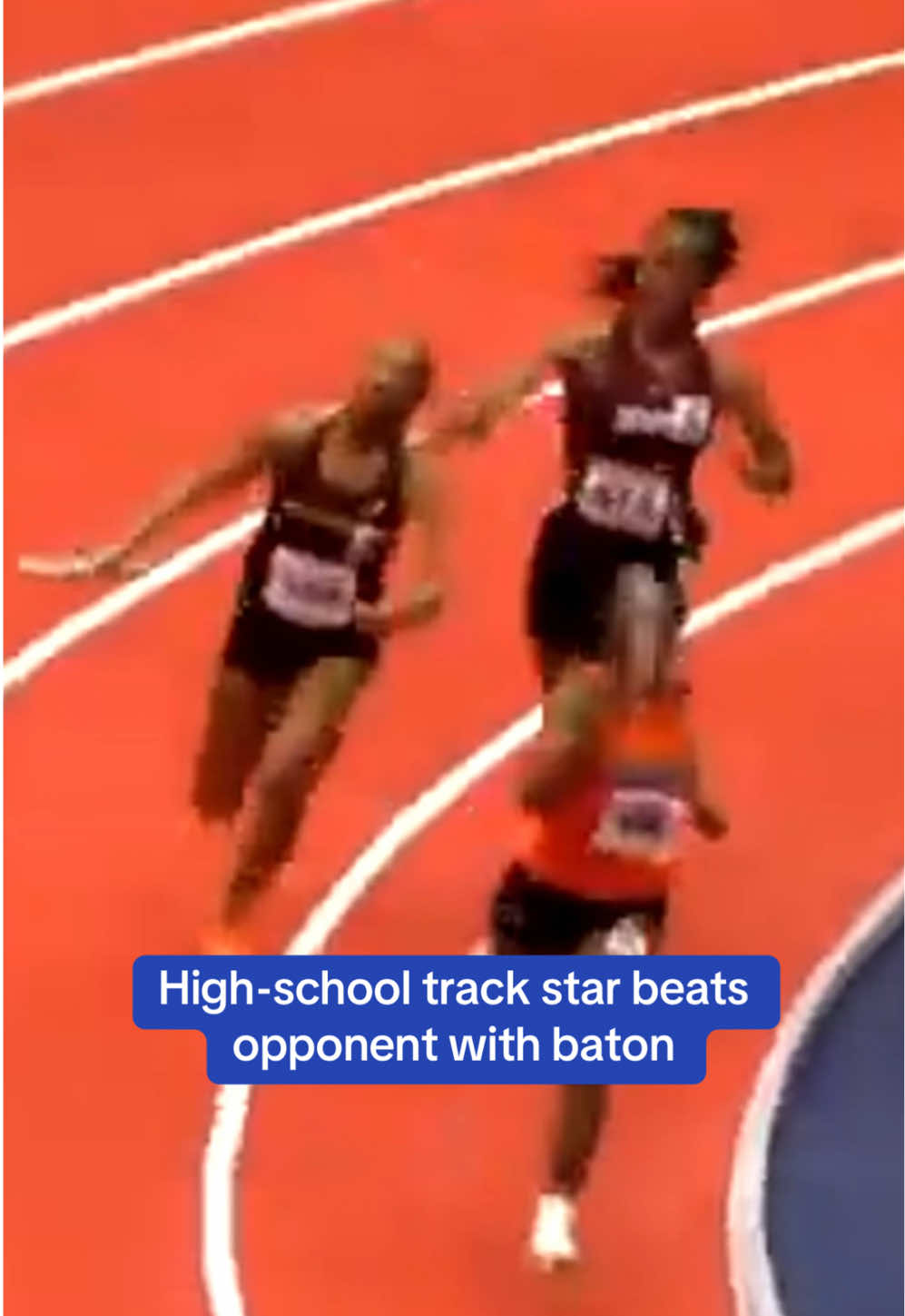 Kaelen Tucker, a junior at a school in the American state of Virginia, is being treated for a possible skull fracture after being clubbed with a baton by a rival athlete during a relay. Following the strike, Tucker stumbled off the track and fell to the ground clutching her head. Judges spotted the foul immediately, and disqualified the Norcom team for what is known as 