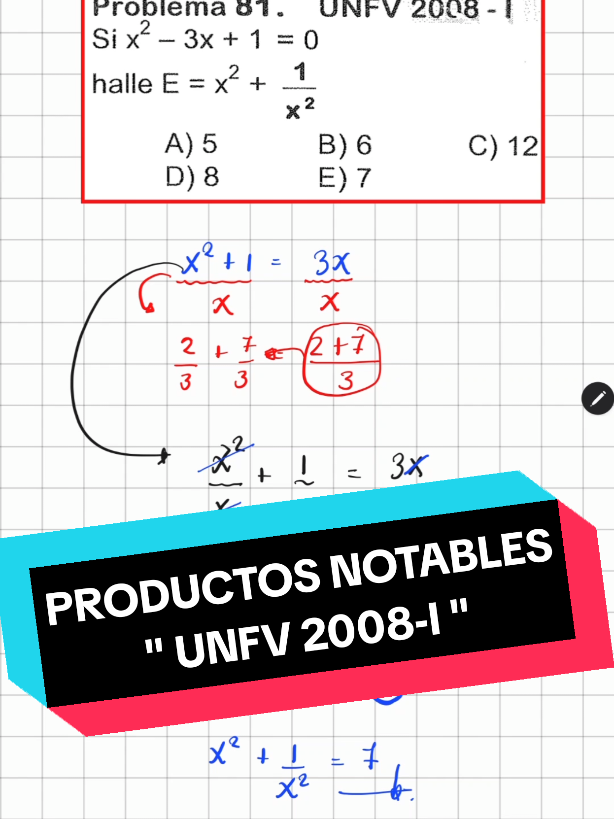 Pregunta de examen de admisión sobre 