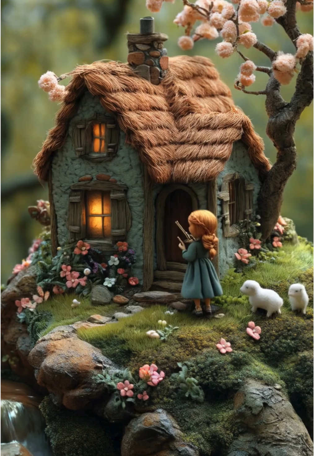 A Dreamy Spring Morning in a Wool Felt Wonderland 🌸🌷 Created and imagined by Dai2Dream #miniatureworld #miniatureart #cuteart #springvibes #stopmotion #stopmotionanimation #aiart #aivideo #aianimation