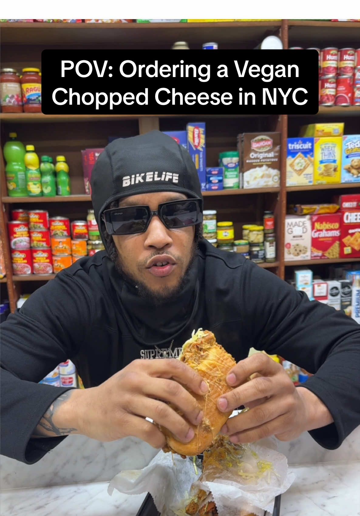 Ordering a Vegan Chopped Cheese in NYC #prospectparkdeli #vegan #choppedcheese #nyc #Foodie #meal #impossible #veganburger 