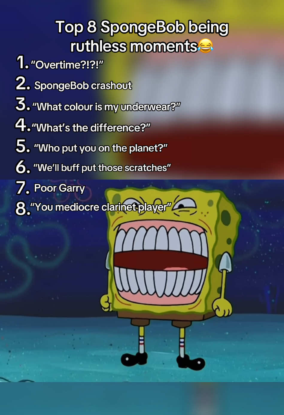 Top 8 SpongeBob being ruthless moments😂 #subaru #spongebob #spongebobsquarepants #funnymoments #ranking #compilation #savage 